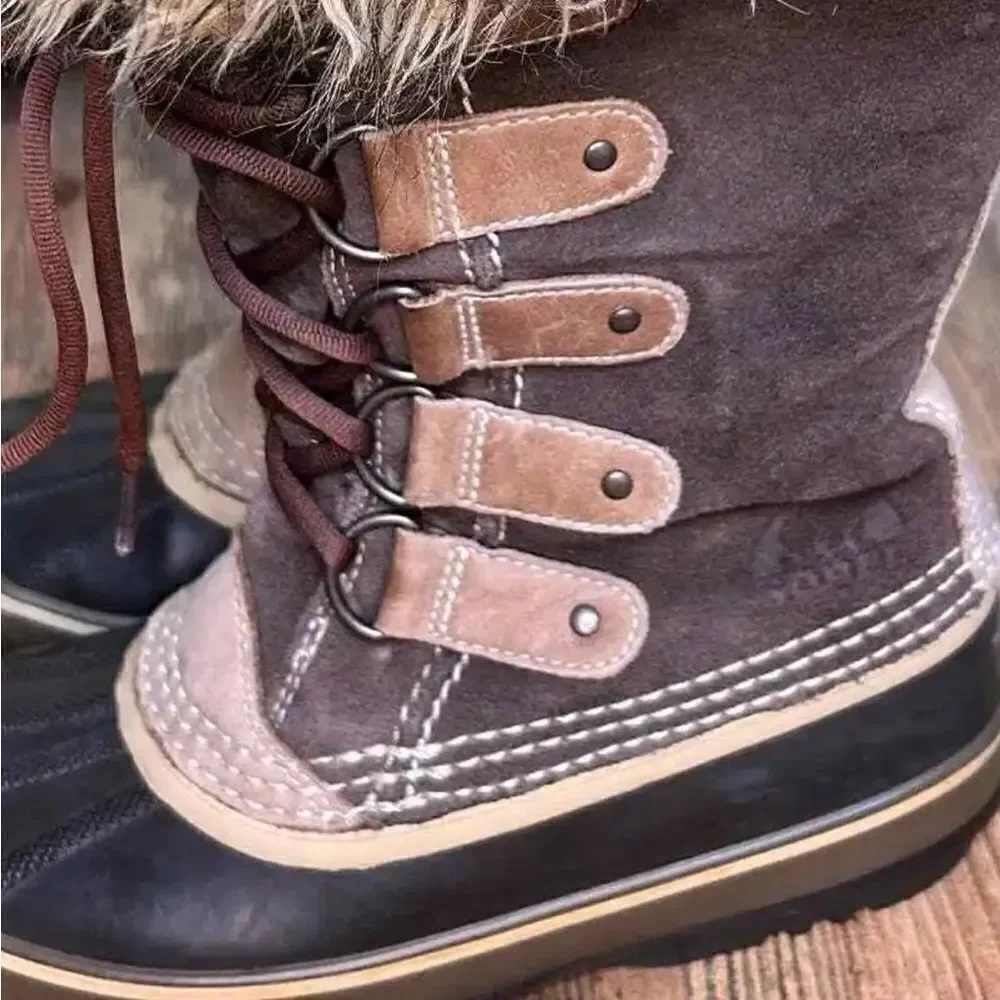 ☃️❄️Sorel Joan of Arctic Boots lined Winter Snow Faux Fur Lined Waterproof Brown